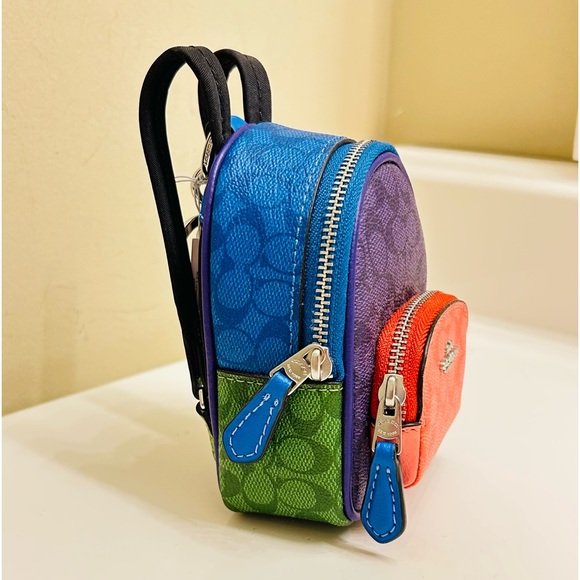 Coach Color block Backpack Keychain/ Bag Charm - Picture 2 of 9